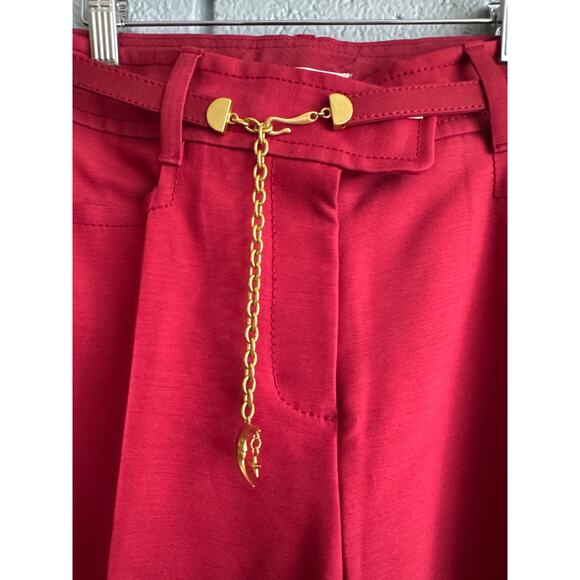Women's Zimmerman Cropped Wool-Blend High Rise Flared Pants in Crimson size 3 - Picture 4 of 6